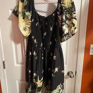 SHEIN Black and Yellow Floral Dress
